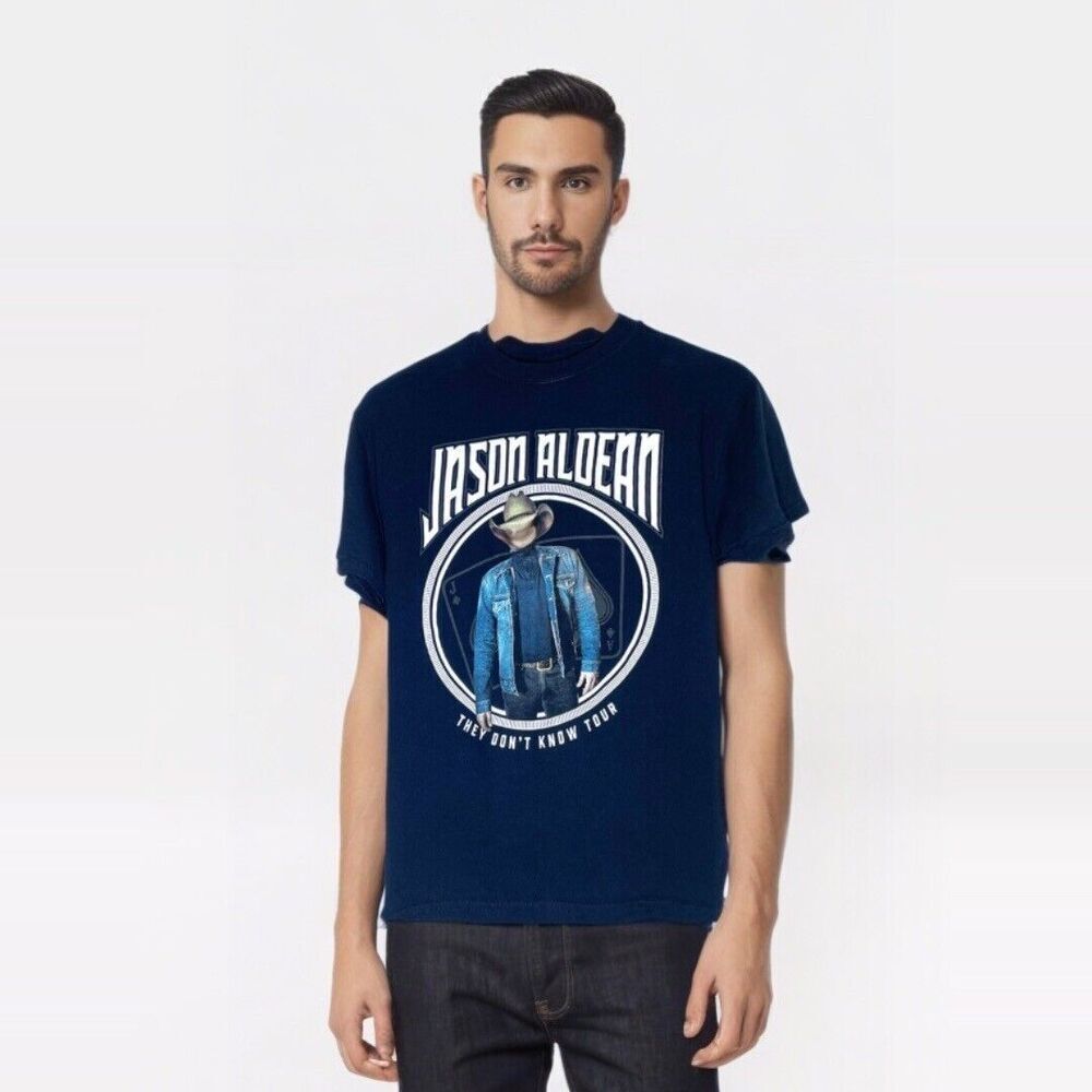 Jason Aldean M Medium T-Shirt They Don't Know Tour Concert Black‎ Short Sleeve